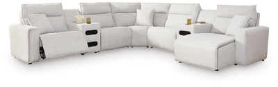 Modmax II 7-Piece RAF Chaise Power Reclining Sectional and Audio Consoles in Stone