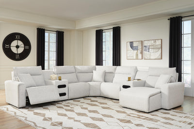 Modmax II 7-Piece RAF Chaise Power Reclining Sectional and Audio Consoles in Stone