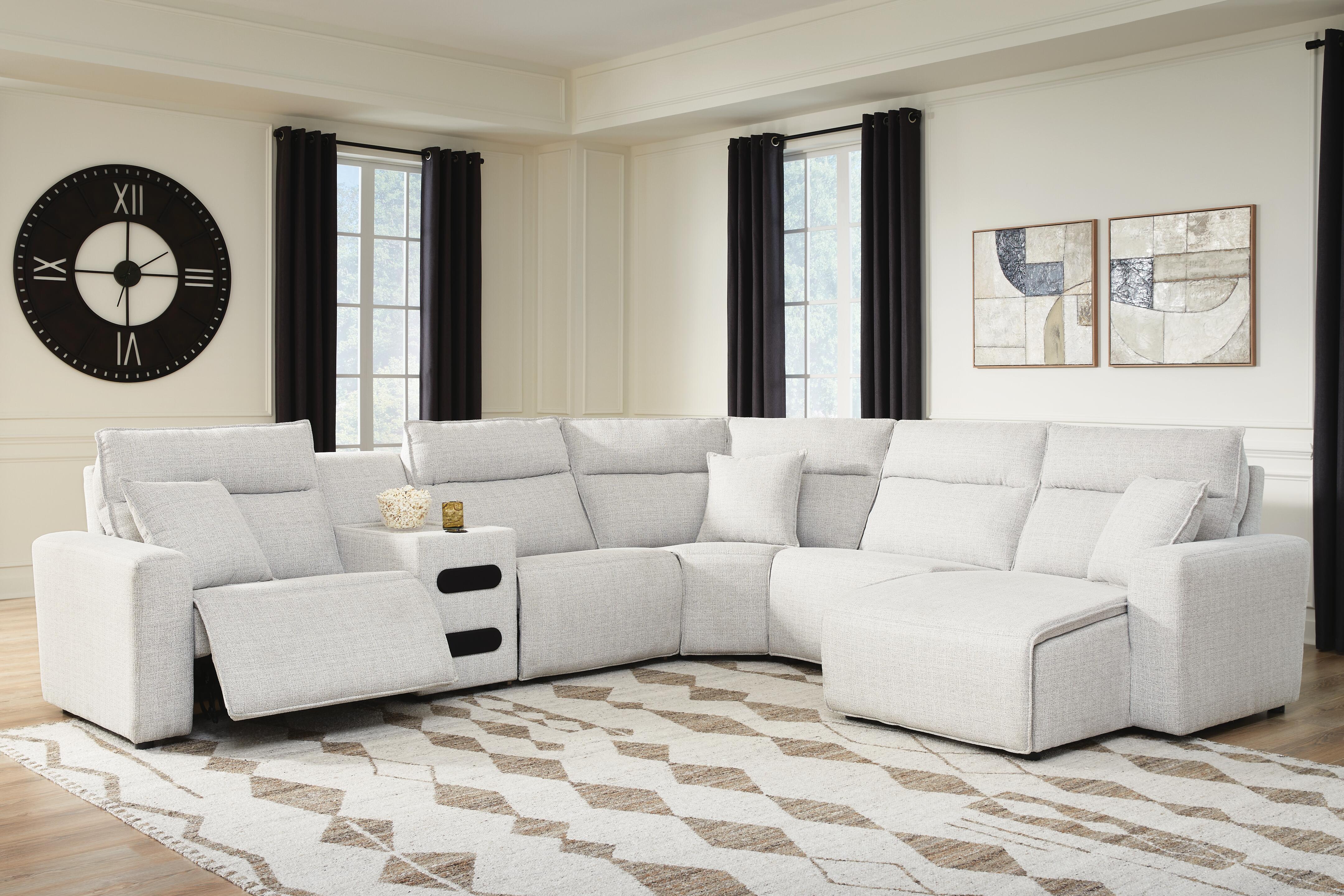 Modmax II 6-Piece RAF Chaise Reclining Sectional and Audio Console in Stone