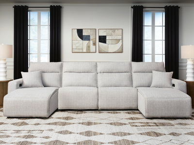 Modmax II 4-Piece Double Chaise Power Reclining Sectional in Stone