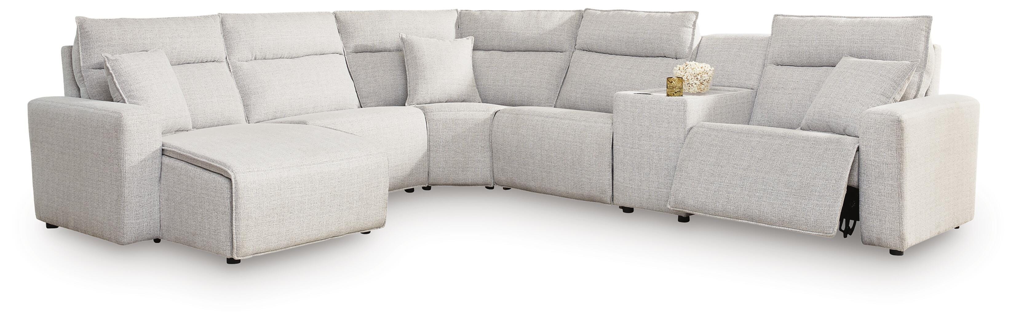 Modmax II 6-Piece LAF Chaise Power Reclining Sectional and Console in Stone