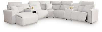 Modmax II 7-Piece LAF Chaise Power Reclining Sectional and Audio Console in Stone