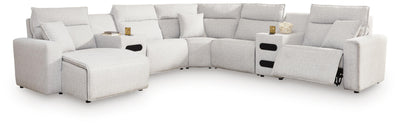 Modmax II 7-Piece LAF Chaise Power Reclining Sectional and Audio Consoles in Stone