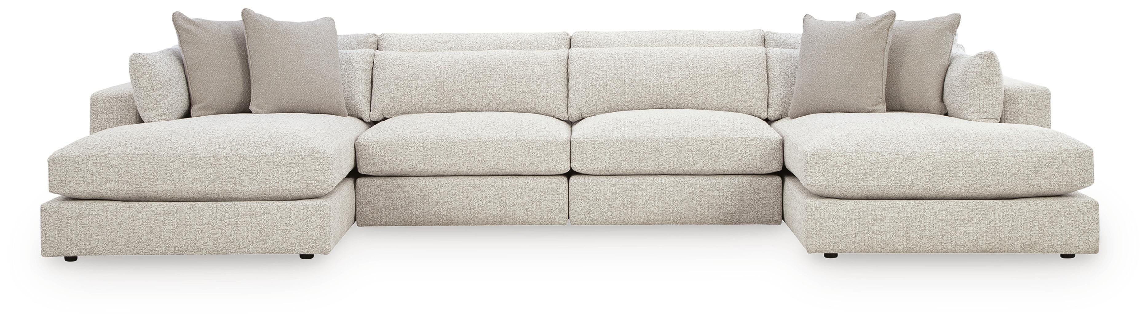 Ashbourne Estate 4-Piece Double Chaise Sectional in Snowstone