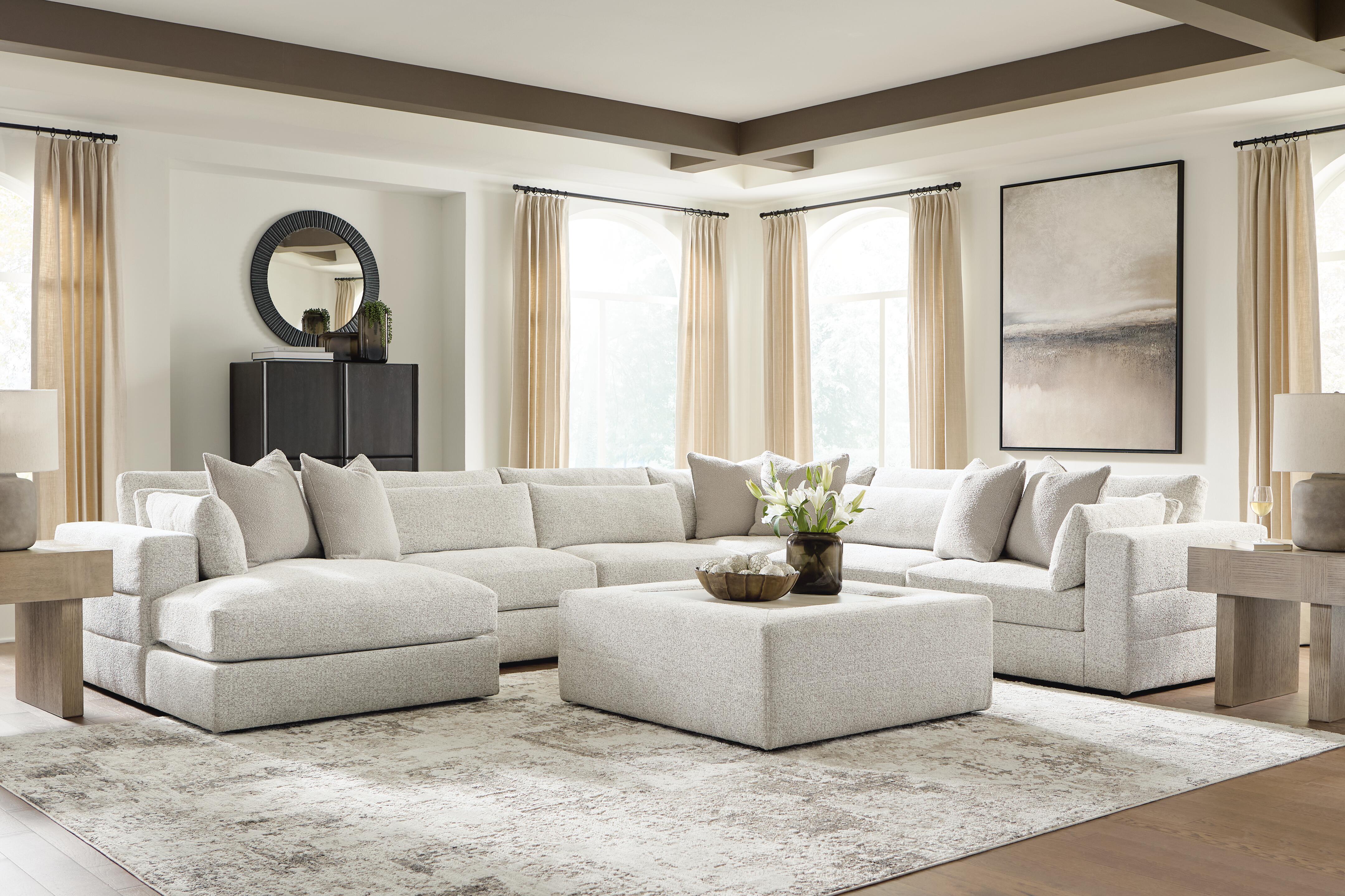 Ashbourne Estate 6-Piece LAF Chaise Sectional in Snowstone