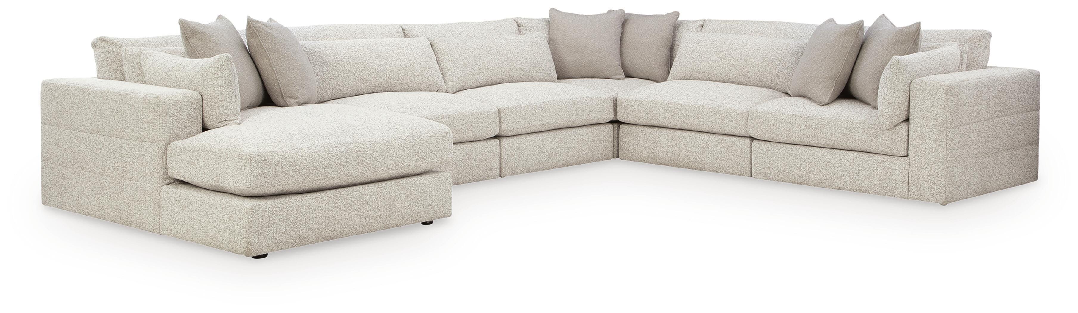 Ashbourne Estate 6-Piece LAF Chaise Sectional in Snowstone