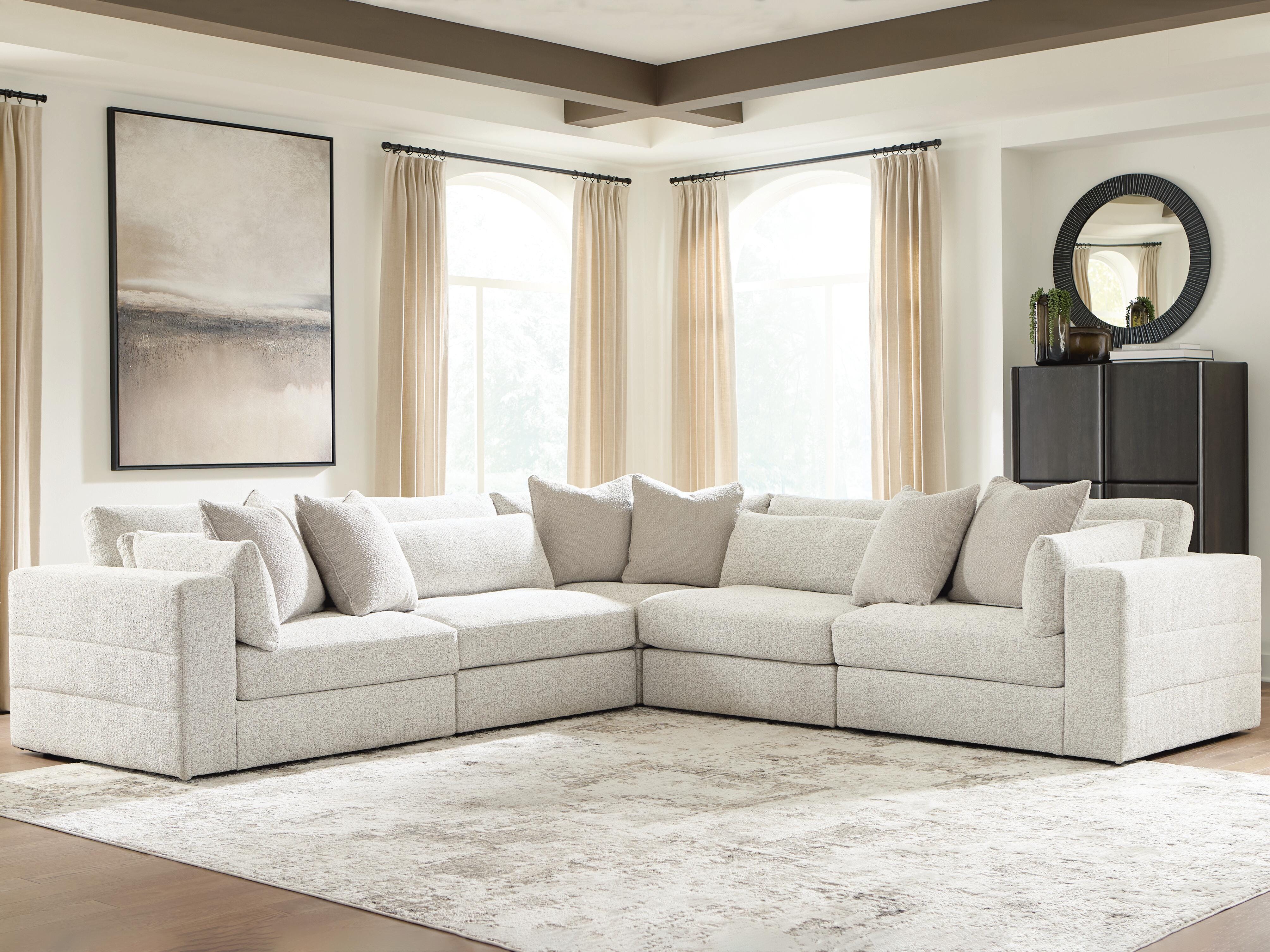 Ashbourne Estate 5-Piece Sectional in Snowstone