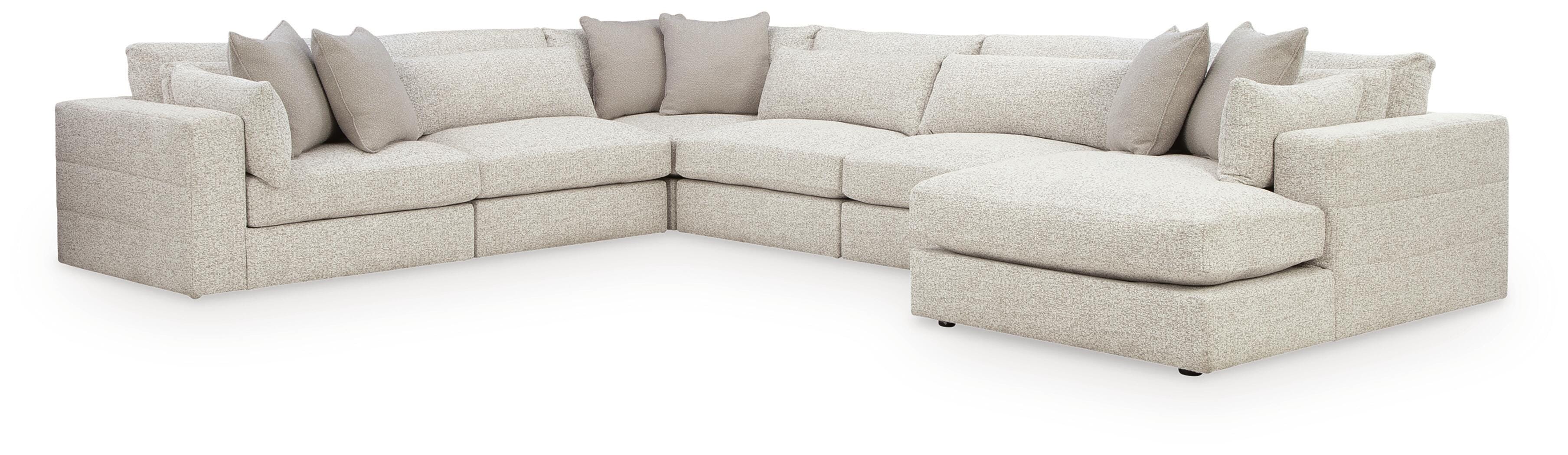 Ashbourne Estate 6-Piece RAF Chaise Sectional in Snowstone