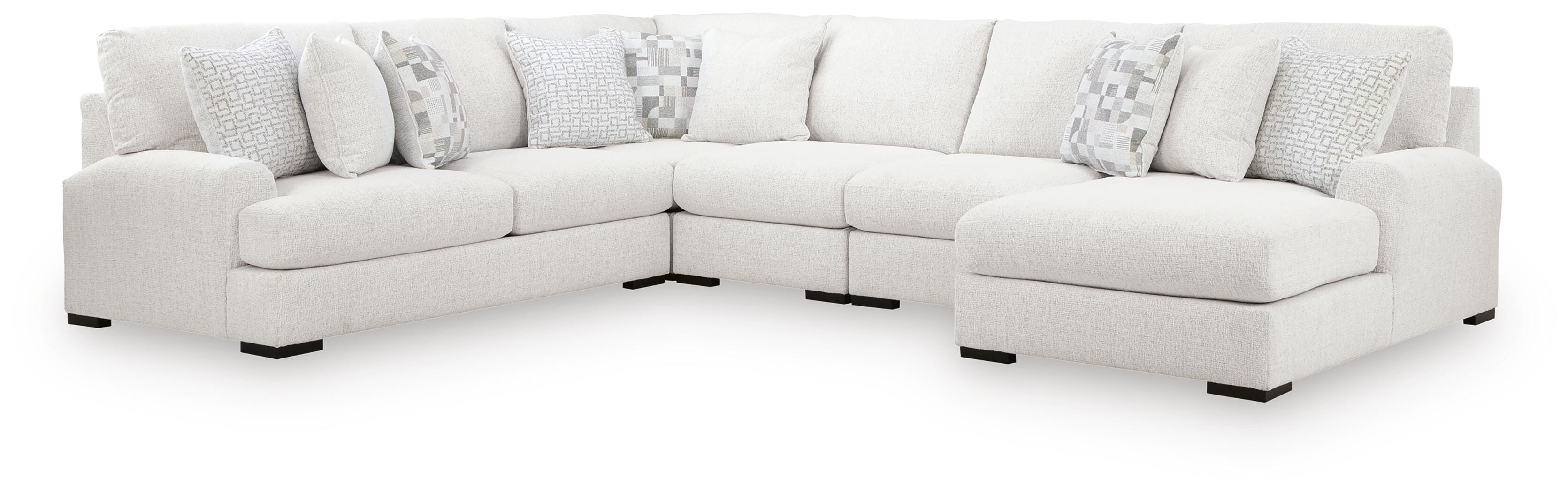 Misty-Lakes 5-Piece RAF Chaise Sectional in Chalk