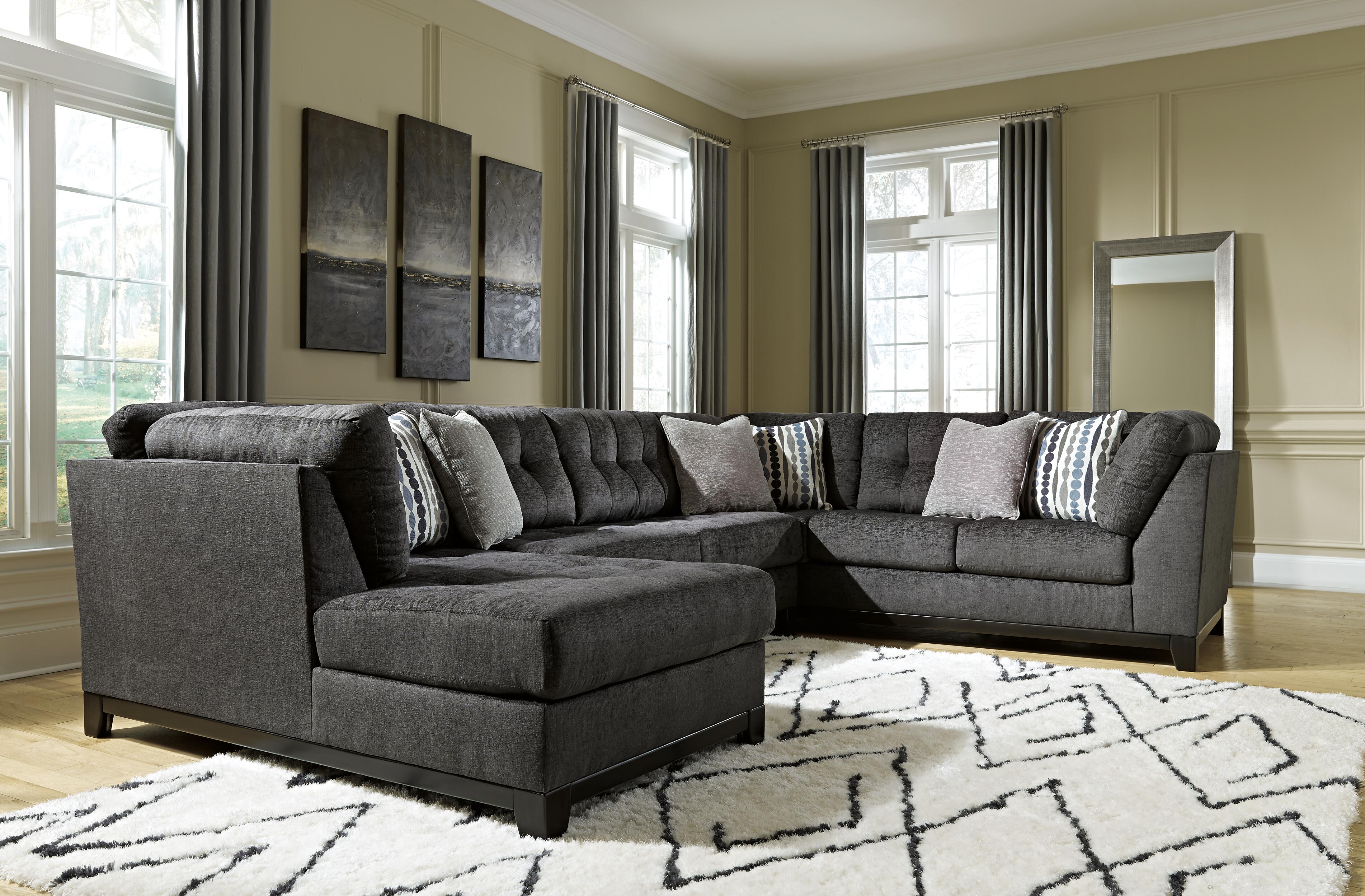 Reidshire 3-Piece LAF Chaise Sectional in Steel Chenille