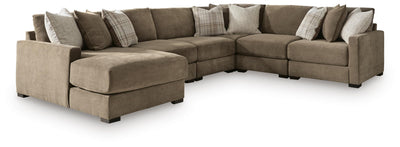 Camellia-Court 6-Piece LAF Chaise Sectional in Coffee