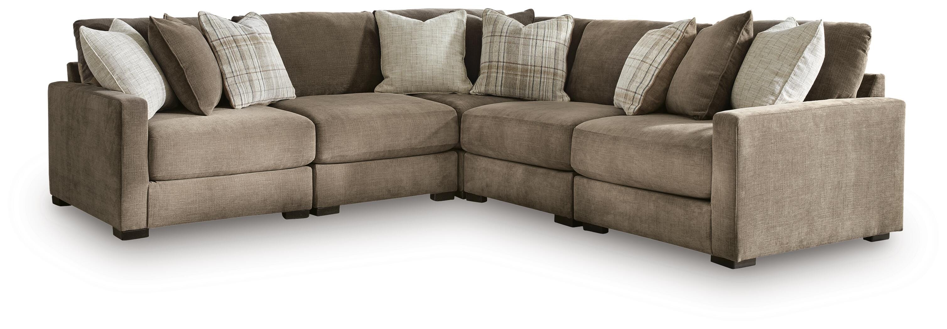 Camellia-Court 5-Piece Sectional in Coffee