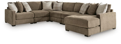 Camellia-Court 6-Piece RAF Chaise Sectional in Coffee