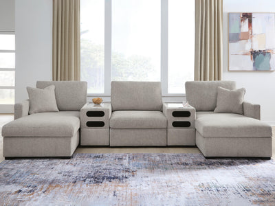 ModMax Luxe 5-Piece Double Chaise Sectional with Audio Consoles in Flint