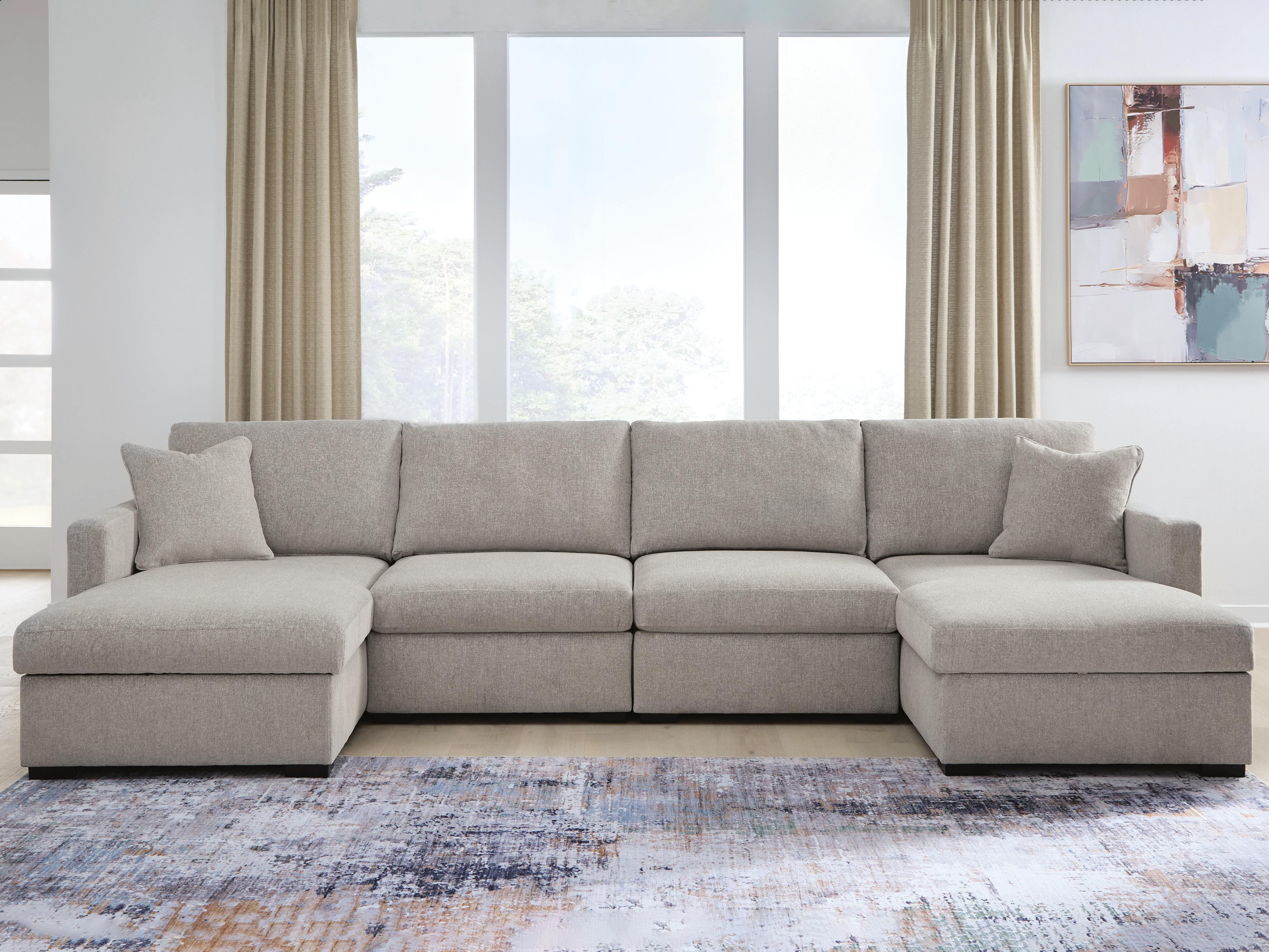 ModMax Luxe 4-Piece Double Chaise Sectional in Flint