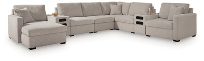 ModMax Luxe 8-Piece LAF Chaise Sectional and Audio Consoles in Flint