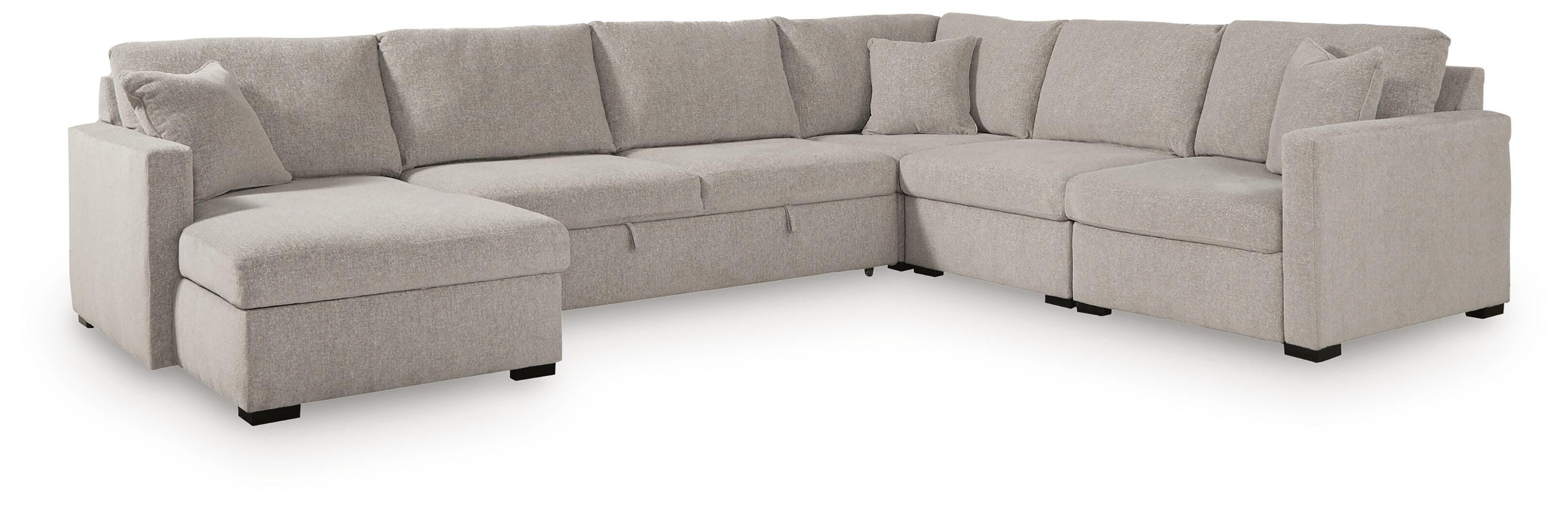 ModMax Luxe 5-Piece LAF Chaise Sectional and Pop Up Sleeper in Flint