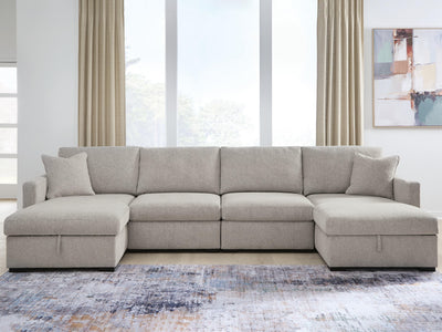 ModMax Luxe 4-Piece Double Storage Chaise Sectional in Flint