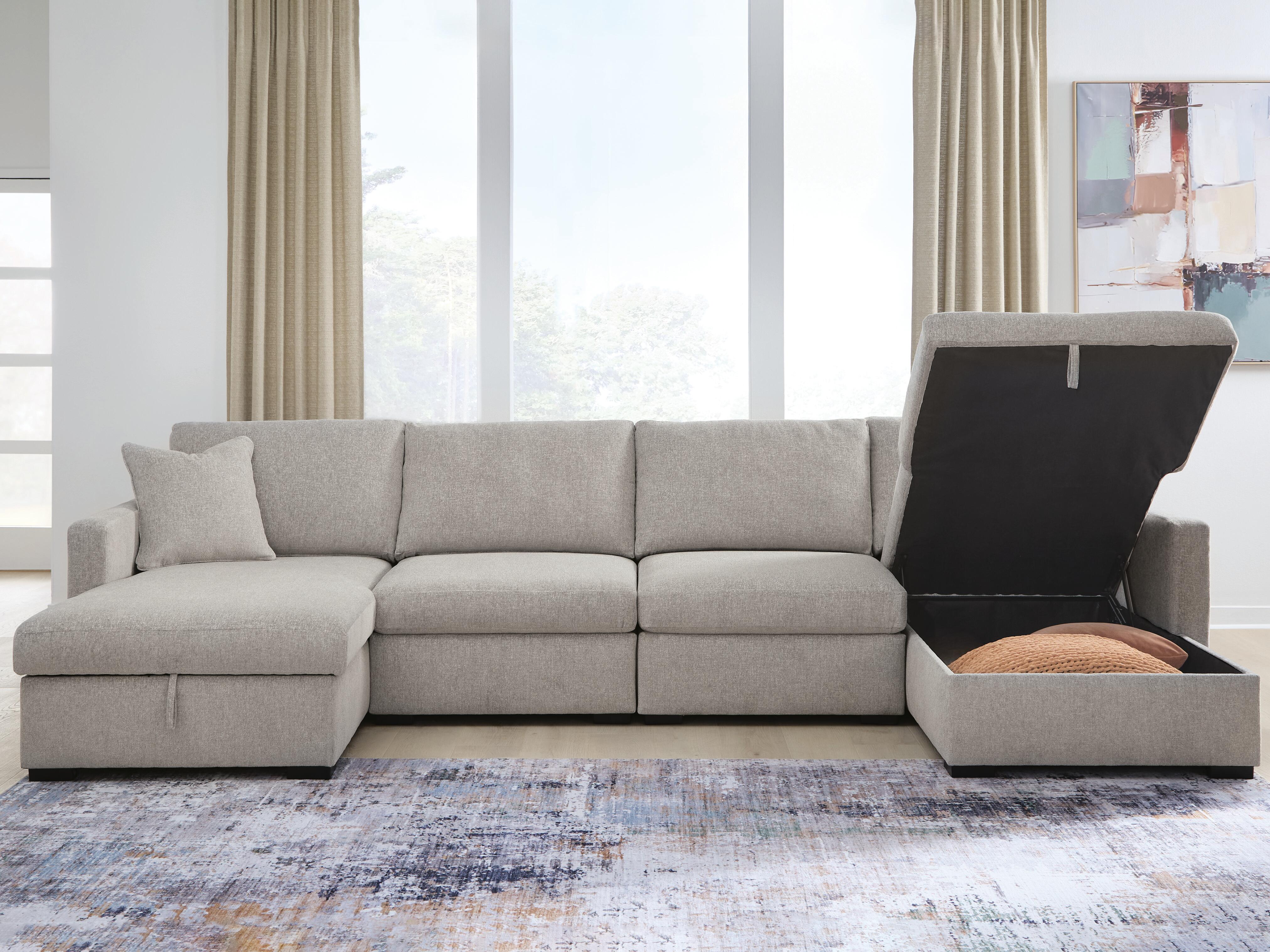 ModMax Luxe 4-Piece Double Storage Chaise Sectional in Flint
