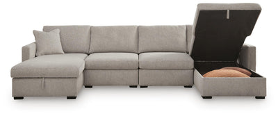 ModMax Luxe 4-Piece Double Storage Chaise Sectional in Flint