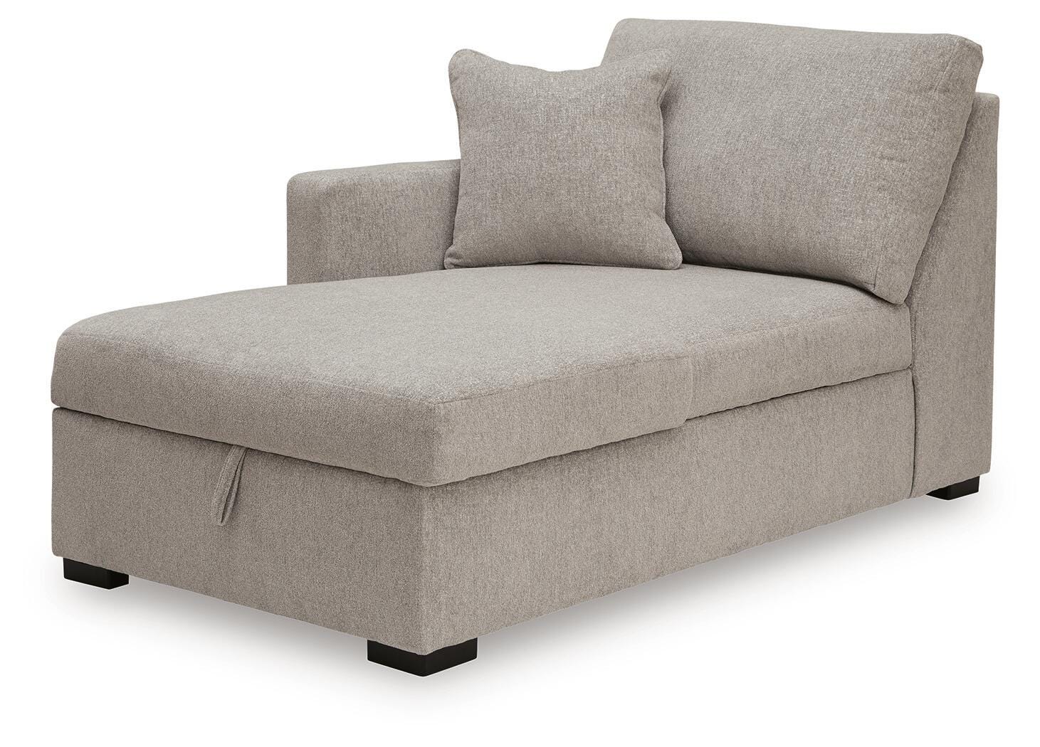 ModMax Luxe 5-Piece Sectional w/ Storage Chaise and Pop Up Sleeper in Flint