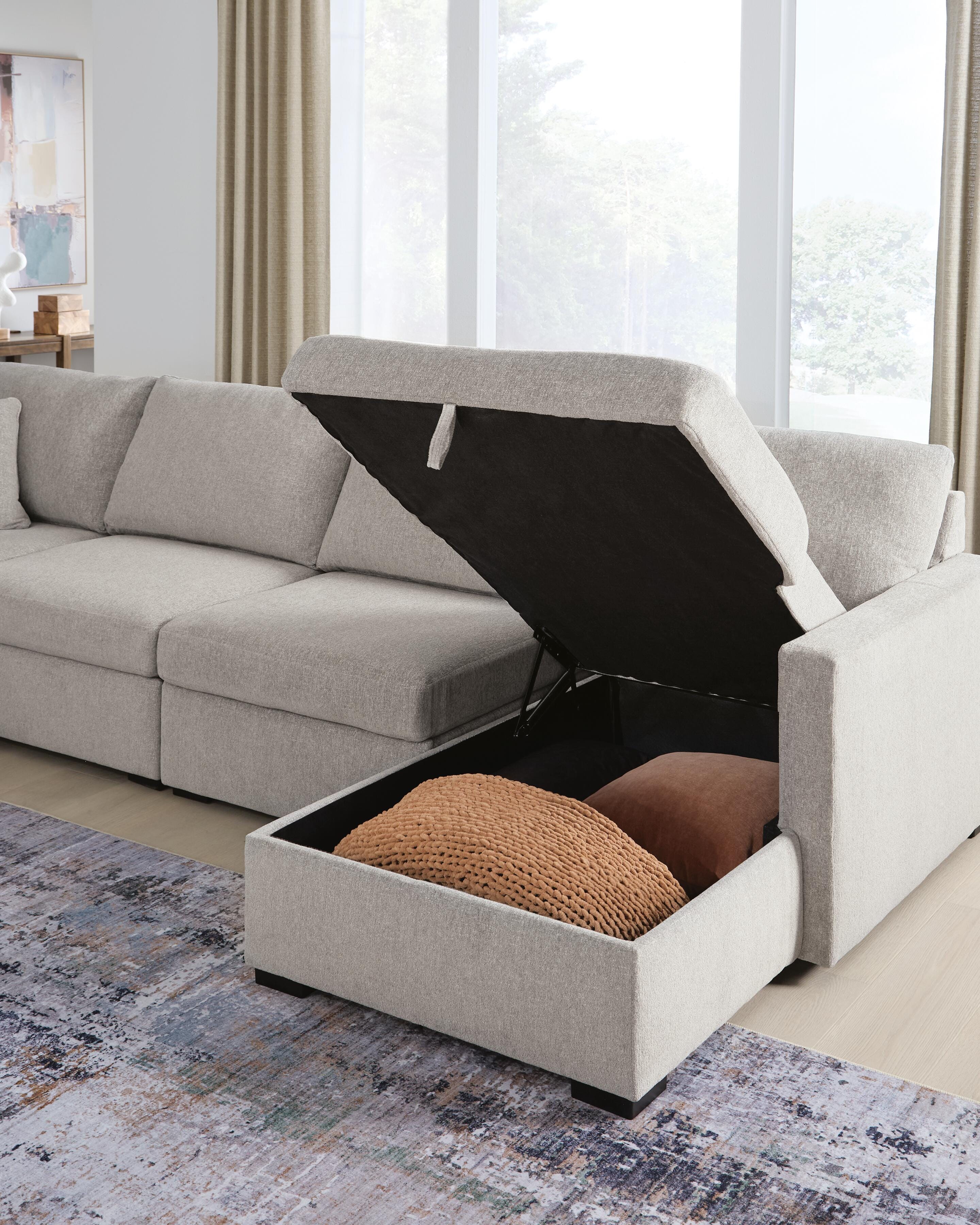 ModMax Luxe 4-Piece Double Storage Chaise Sectional in Flint