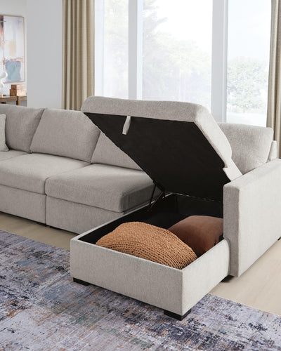 ModMax Luxe 4-Piece Double Storage Chaise Sectional in Flint