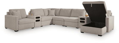 ModMax Luxe 8-Piece Sectional w/ Storage Chaise and Audio Consoles in Flint