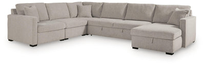 ModMax Luxe 5-Piece Sectional with Storage Chaise and Pop Up Sleeper in Flint