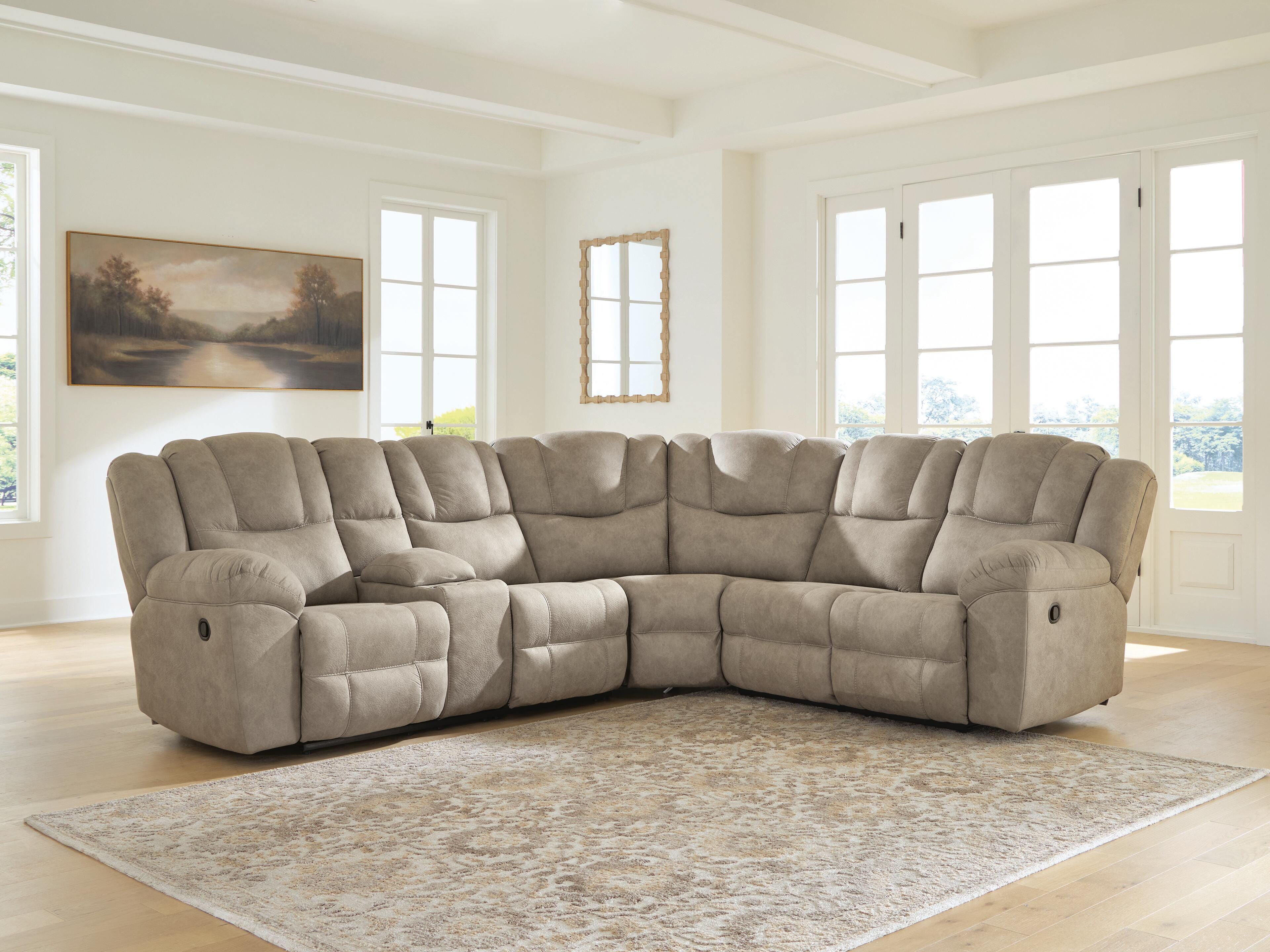 Pearce-Pike 3-Piece Reclining Sectional w/ Console in Birch