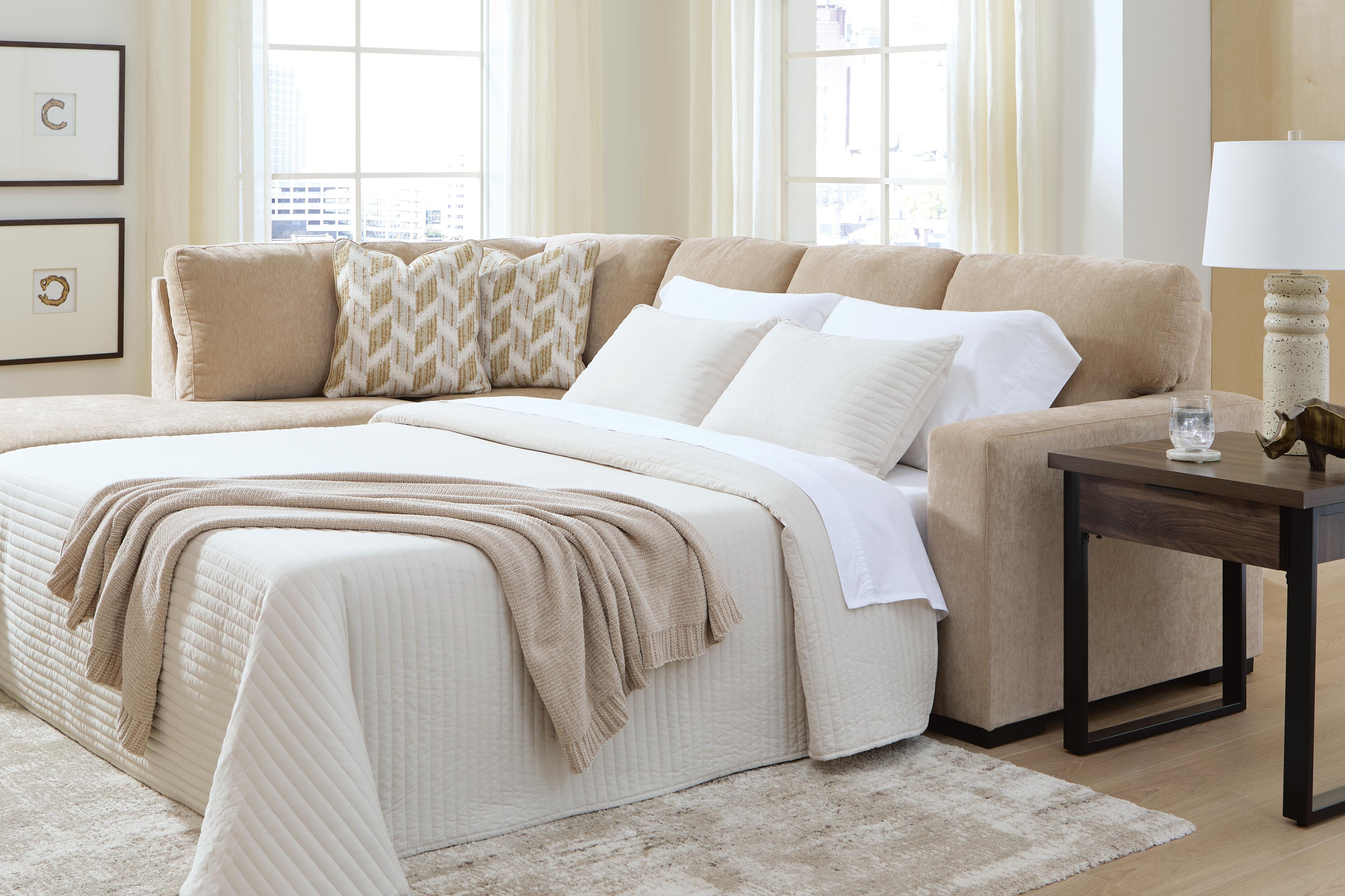 Bridgepoint 2-Piece Sleeper Sectional with Chaise in Almond