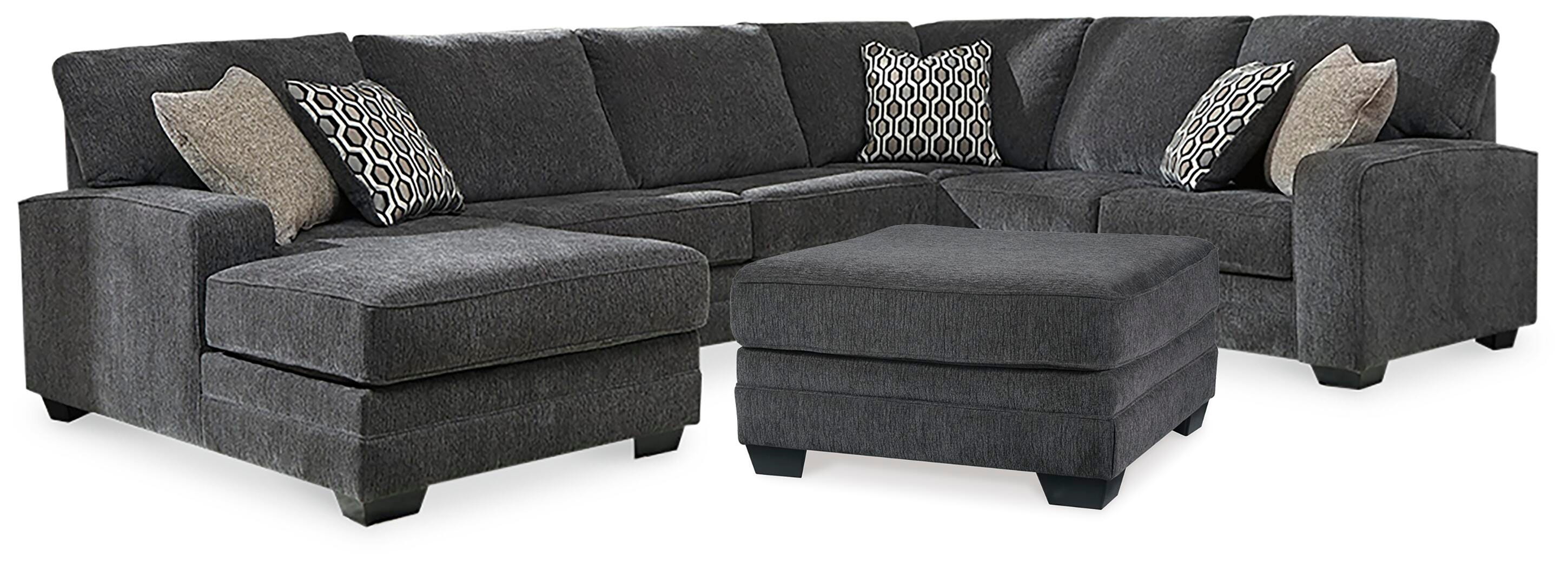 Tracling 3-Piece Sectional and Ottoman in Slate