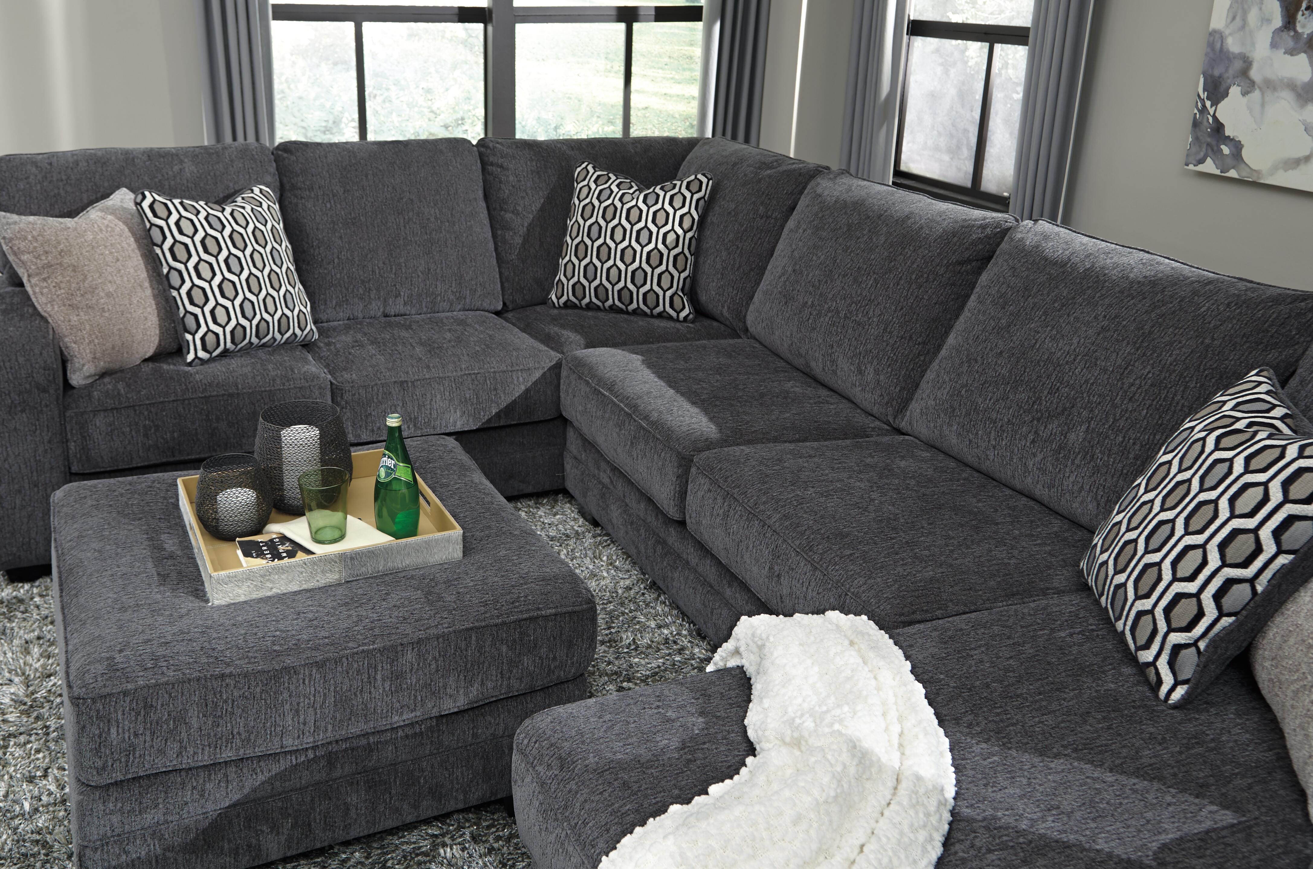 Tracling 3-Piece Sectional and Ottoman in Slate