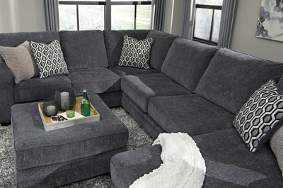 Tracling 3-Piece Sectional with Ottoman in Slate