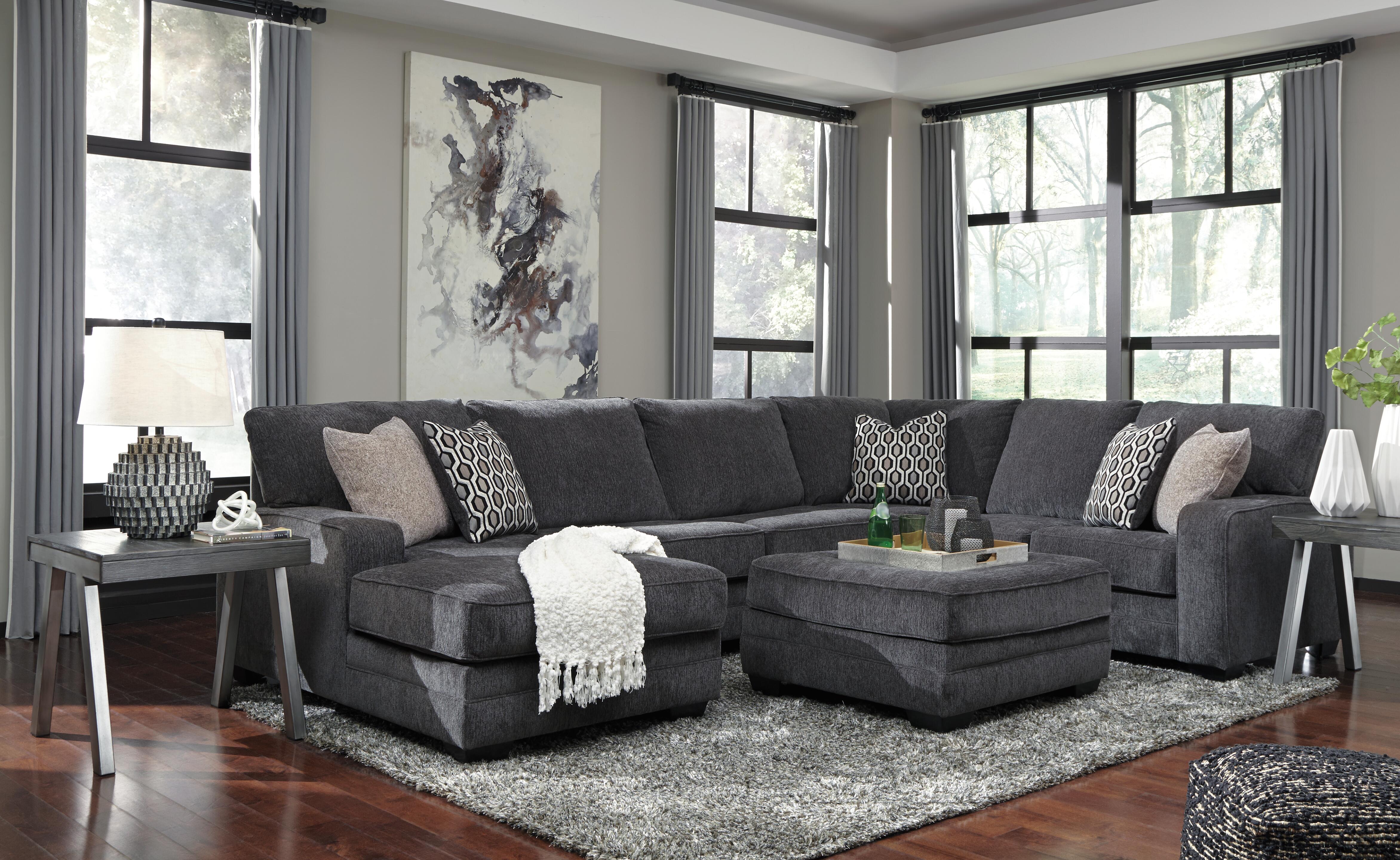 Tracling 3-Piece LAF Chaise Sectional in Slate Chenille