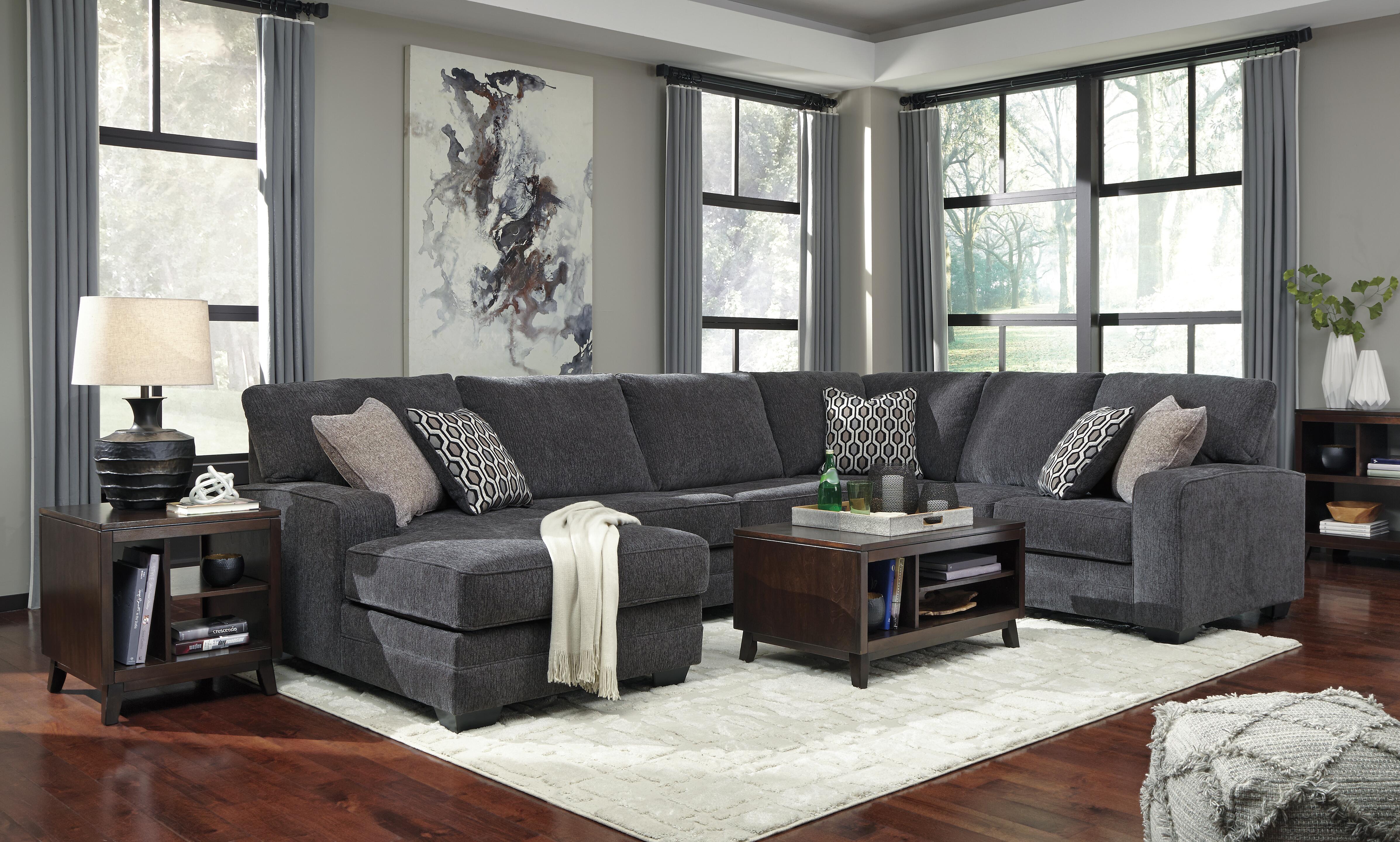 Tracling 3-Piece LAF Chaise Sectional in Slate Chenille