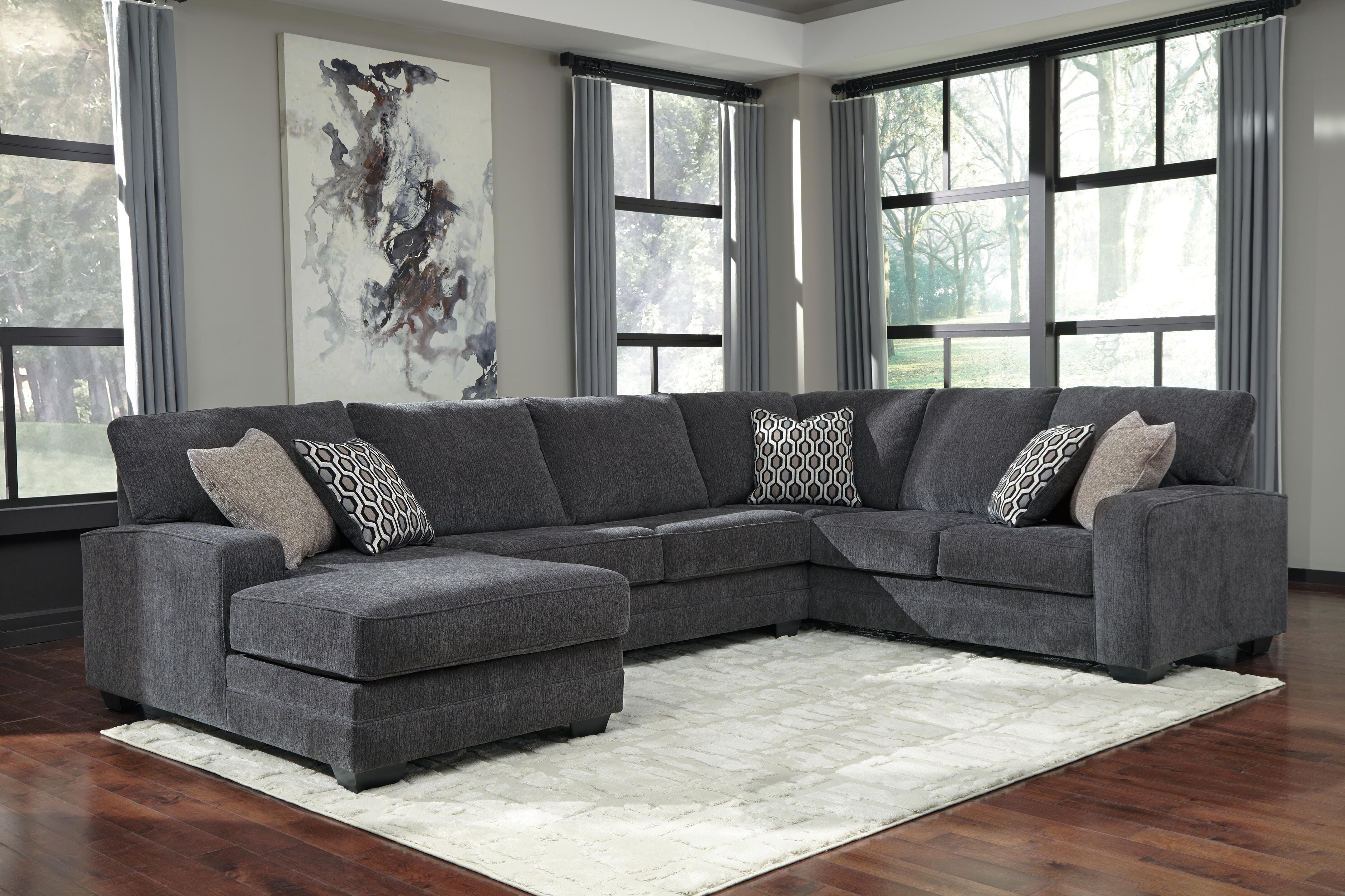 Tracling 3-Piece LAF Chaise Sectional in Slate Chenille