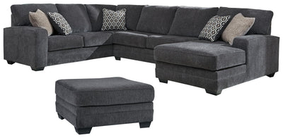 Tracling 3-Piece Sectional with Ottoman in Slate