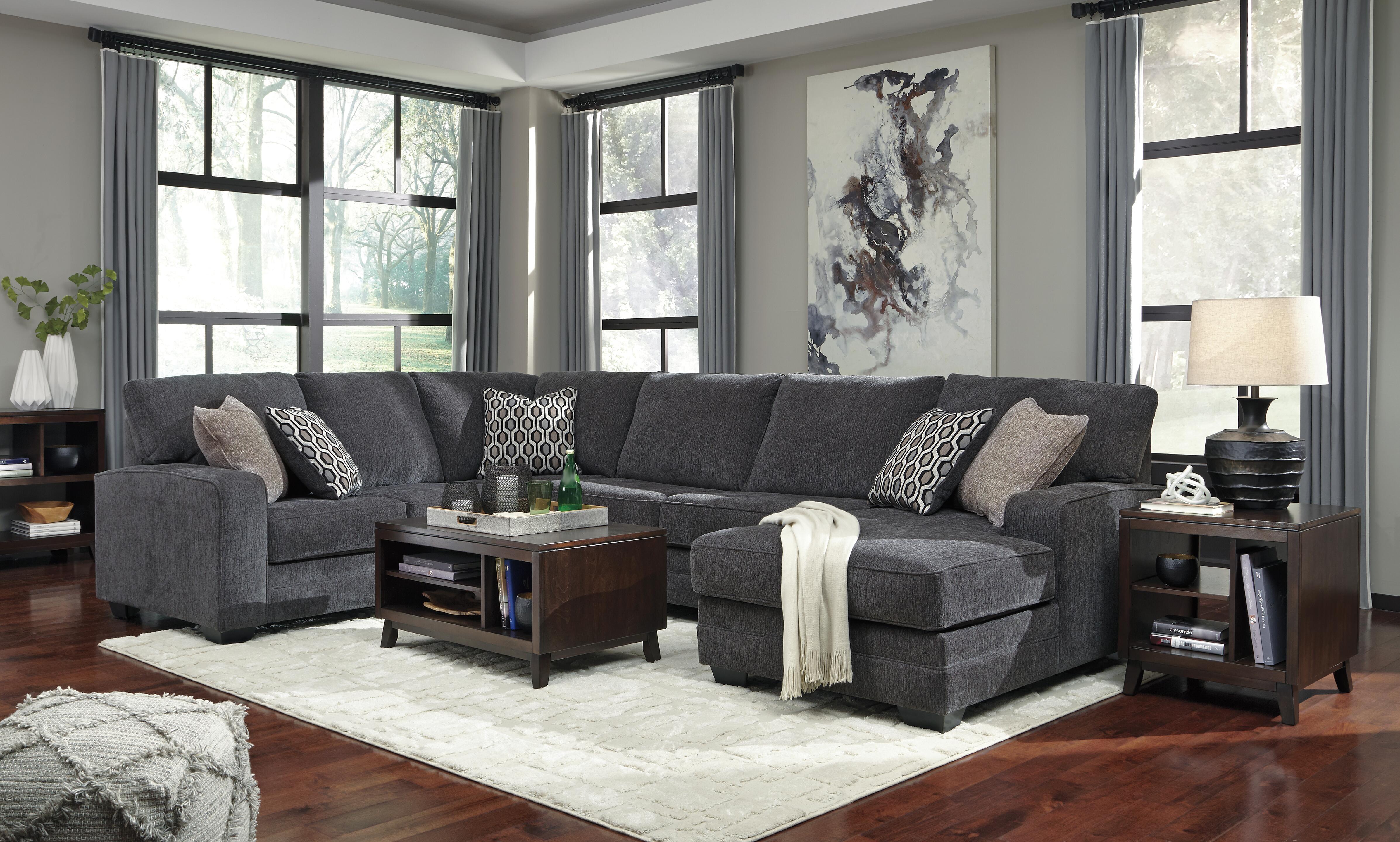 Tracling 3-Piece RAF Chaise Sectional in Slate Chenille