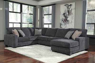 Tracling 3-Piece RAF Chaise Sectional in Slate Chenille