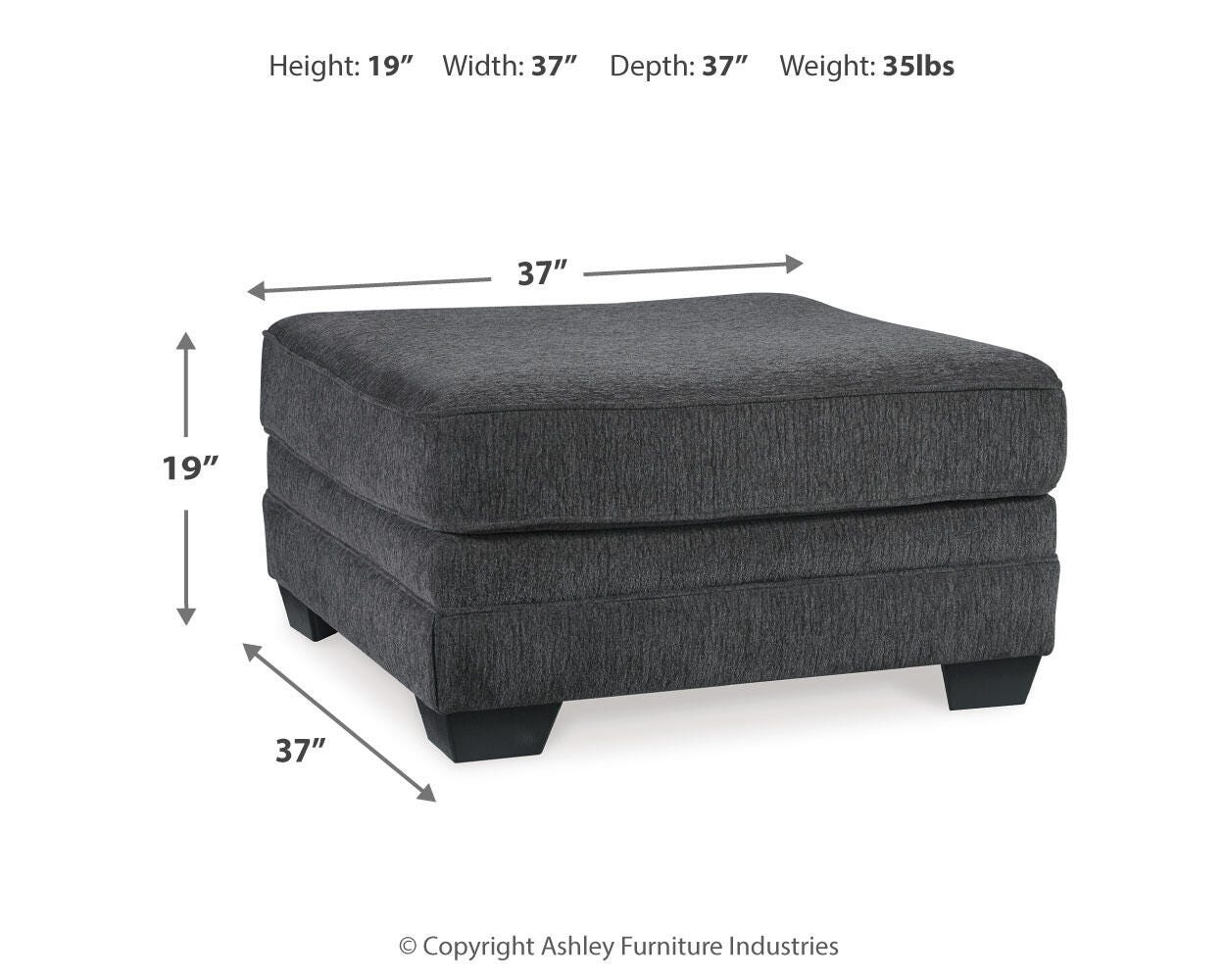 Tracling 3-Piece Sectional and Ottoman in Slate