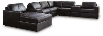 Modmax II 8-Piece LAF Chaise Sectional and Storage Consoles in Black Leather
