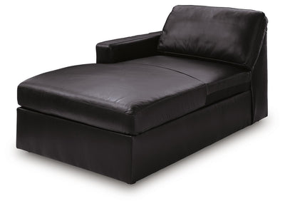 Modmax II 8-Piece LAF Chaise Sectional and Audio Consoles in Black Leather