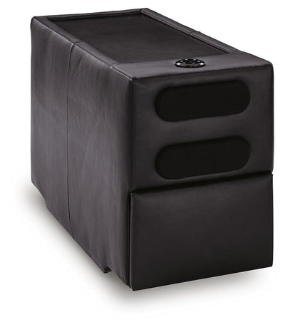 Modmax II 8-Piece RAF Chaise Sectional and Audio Consoles in Black Leather