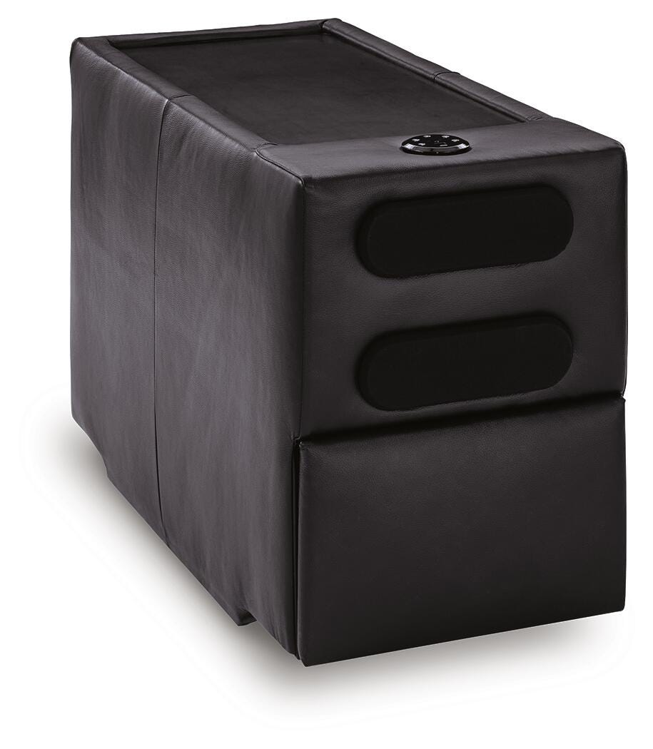 Modmax II 8-Piece RAF Chaise Sectional and Audio Consoles in Black Leather