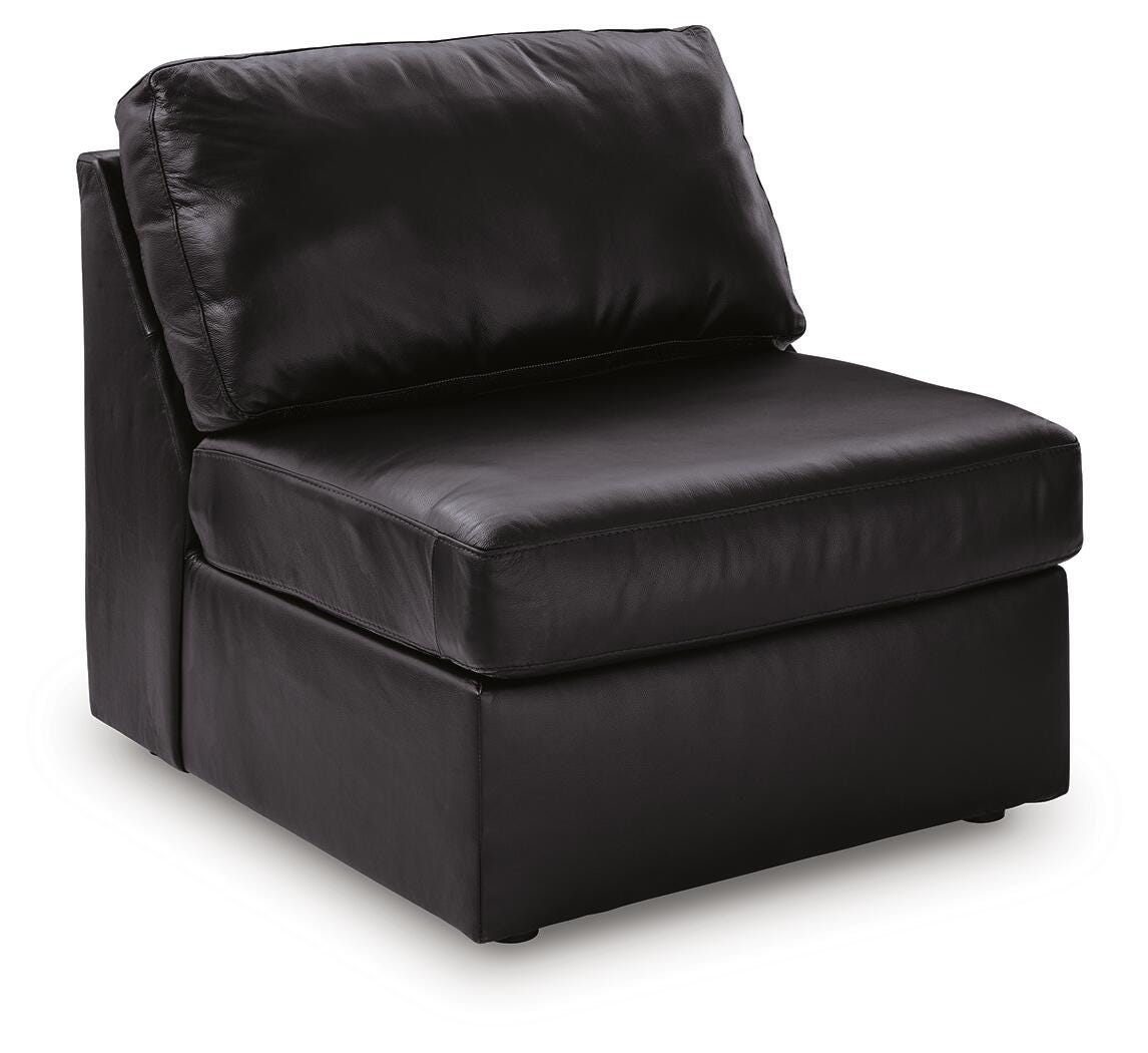 Modmax II 8-Piece RAF Chaise Sectional and Audio Consoles in Black Leather