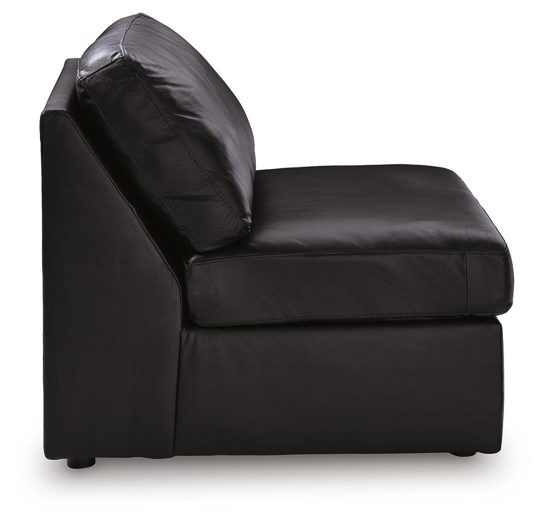 Modmax II 8-Piece RAF Chaise Sectional and Storage Consoles in Black Leather