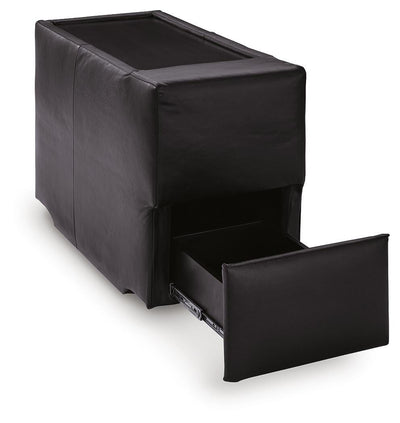 Modmax II 8-Piece LAF Chaise Sectional and Storage Consoles in Black Leather
