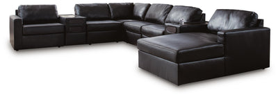 Modmax II 8-Piece RAF Chaise Sectional and Audio Consoles in Black Leather