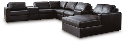 Modmax II 8-Piece RAF Chaise Sectional and Storage Consoles in Black Leather
